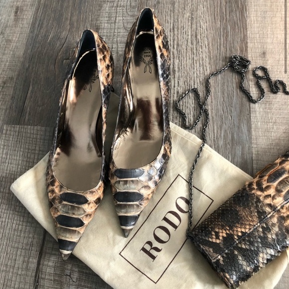 HP🎊 NWOT Vintage RODO Set - Python Pumps & Handbag - Picture 3 of 10